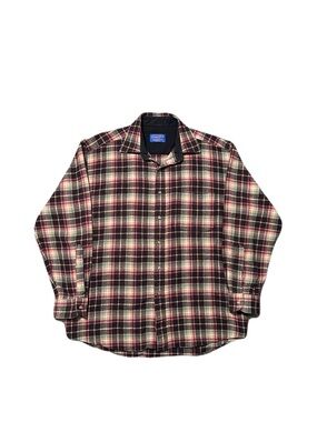 Pendleton Fireside Wool Plaid Shirt Men’s Size Large Brown Green Red